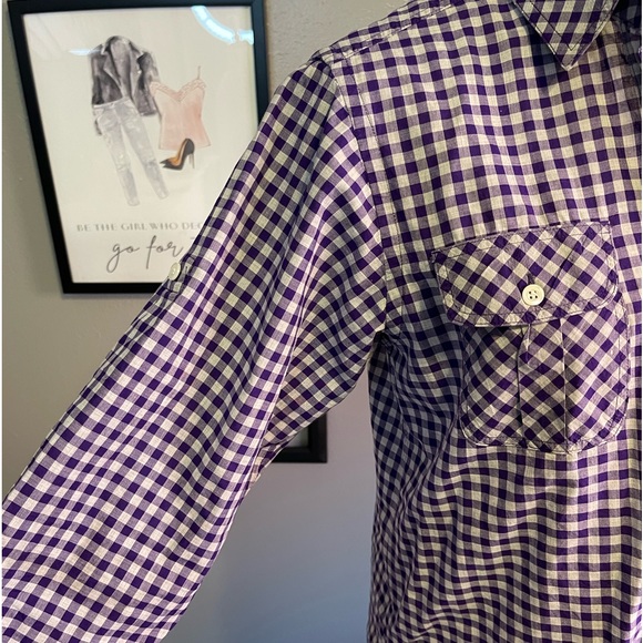 Billy Reid Purple and White Gingham Button Down Shirt S - Picture 4 of 11